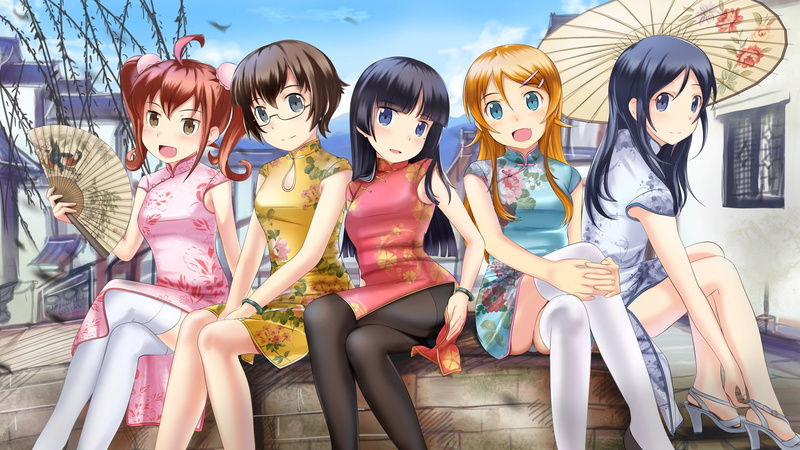 Long Hair, Kirino Kousaka, Oreimo, Manami Tamura, art and craft, Short Hair, Blue Hair, mannequin, beauty, Anime, outdoors, fashion, representation, sky