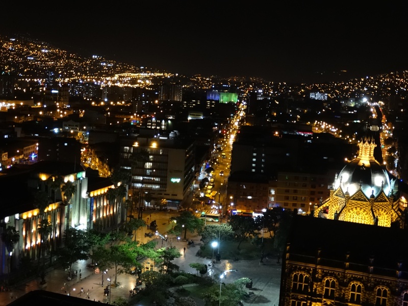 high angle view, city life, residential district, no people, architecture, building, outdoors, night vision, nature, built structure, modern, night, travel destinations