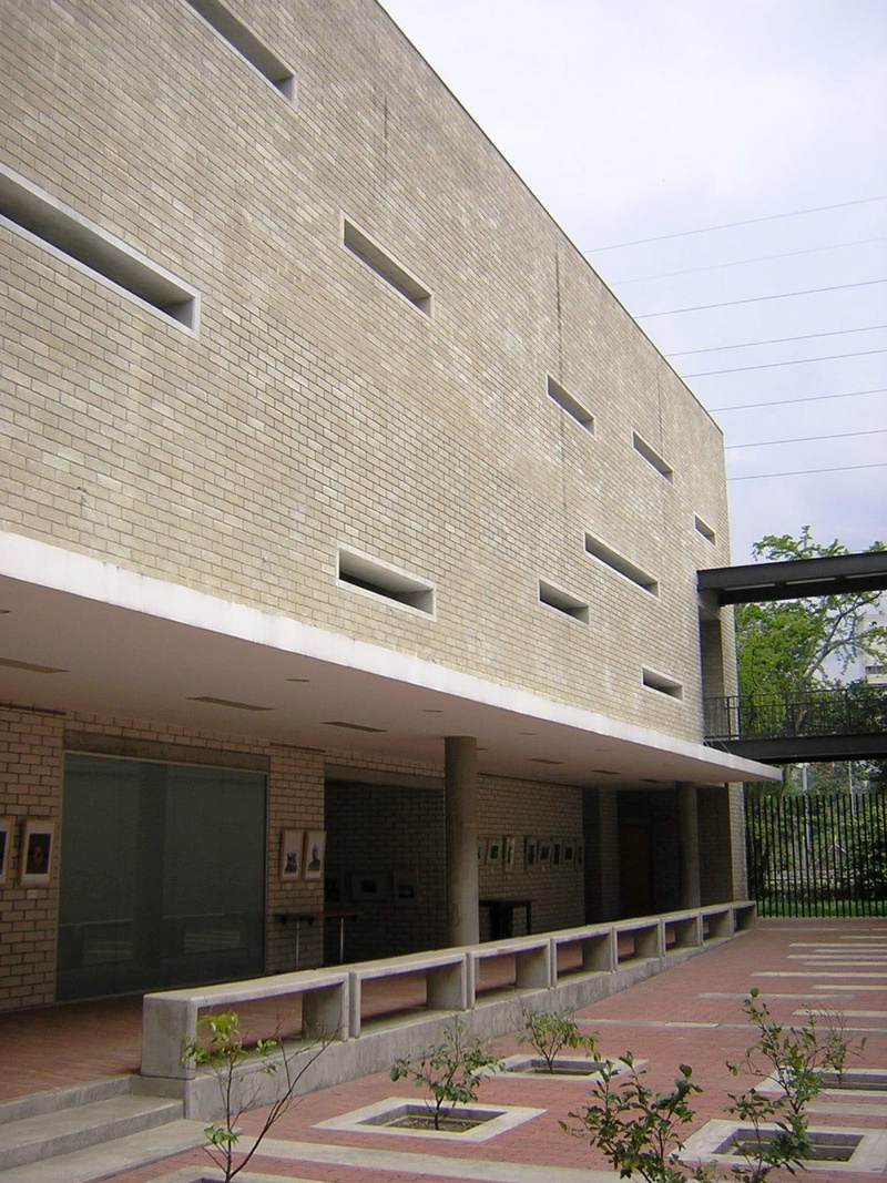 built Structure, entrance, low angle view, building, no people, Public Library, Medellin, modern, street, tree, public, building Exterior, library, outdoors