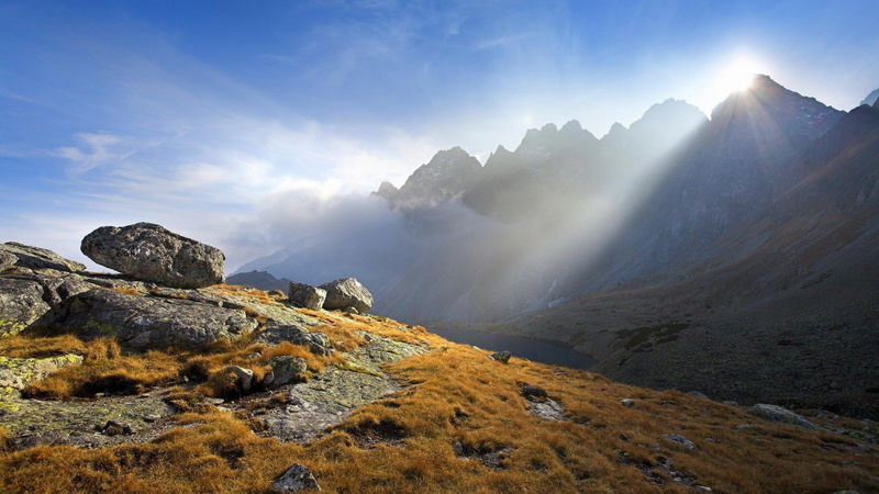 1080P, sunrise, boulder, nature and landscapes, sunlight, speechless, mountains