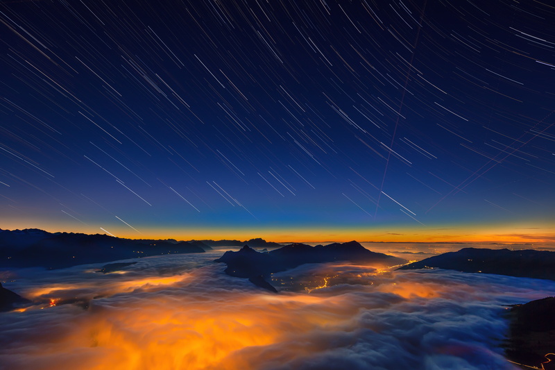 nature, grosser, rainfall, night, mountain, clouds, Night  Sea, 5K, Sea of fog, sky, 30 minutes, culumbus, blue hour, sunset, Autumn, Grosser Mythen, mythen