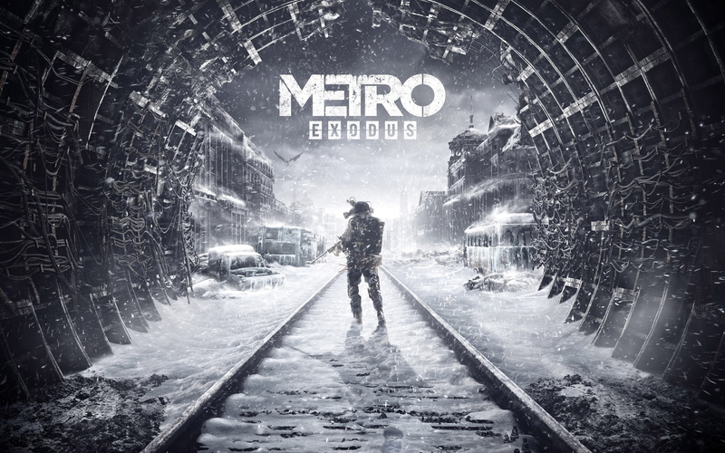 city, men, nature, sign, winter, street, communication, building exterior, metro, game, full length, standing, snow, 4K, exodus, built structure, text