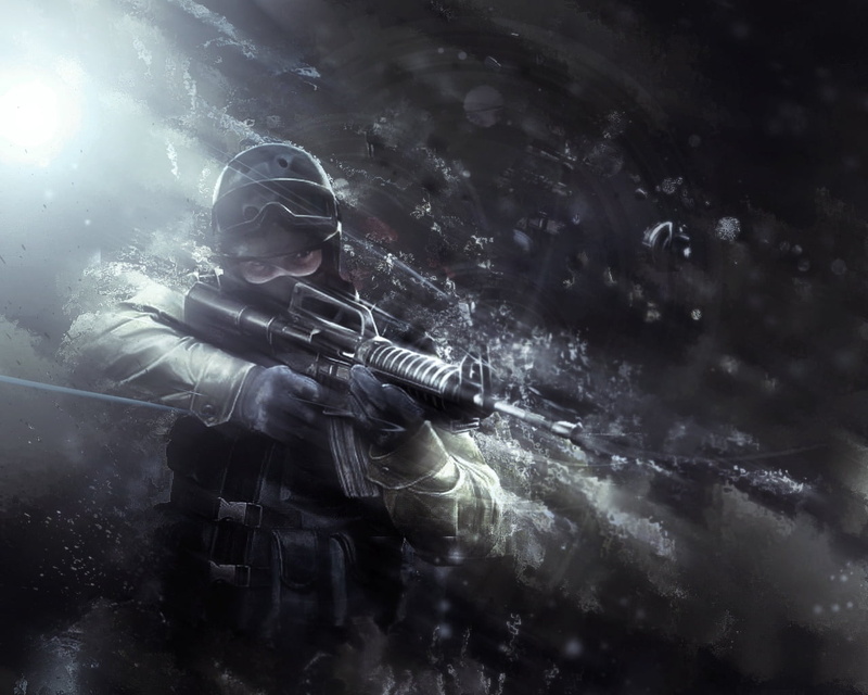 weapon, nature, digital composite, real people, holding, game, aggression, power, uniform, armed Forces, men, helmet, 720P, nATO, military, illustration