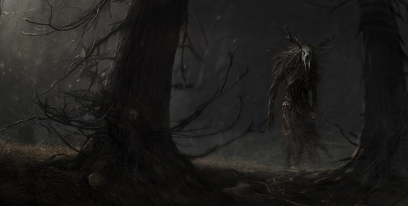 horror, river, 1080P, ancient, skull, creature, Artem Demura, forest