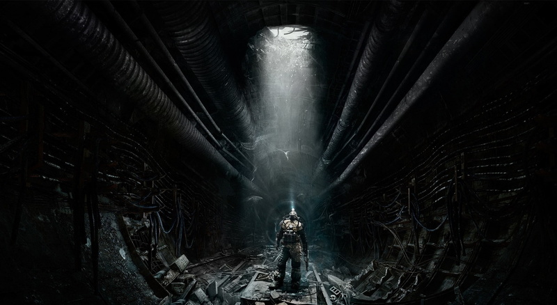 transportation, pipe - tube, architecture, Metro: Last Light, abandoned, front view, dark, technology, indoors, illuminated, ceiling, light - natural phenomenon