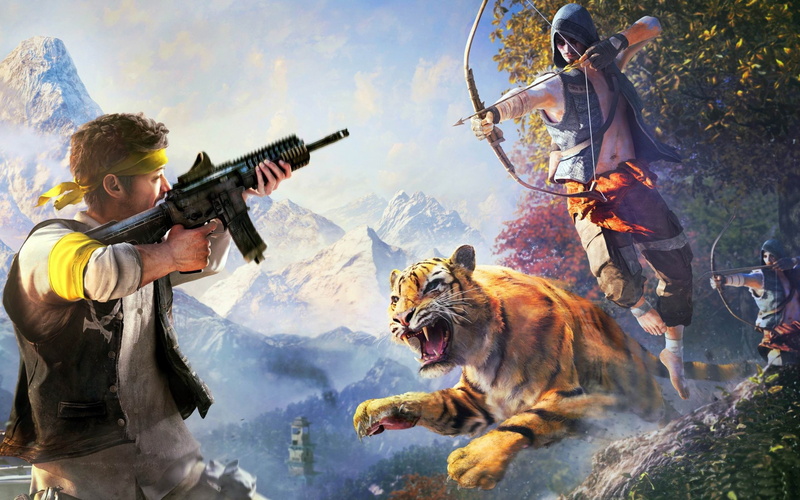 holding, adult, weapon, hd, 2K, game, real people, clothing, cry, one animal, domestic animals, hunter, day, cause, mid adult, far, rifle, nature, mammal