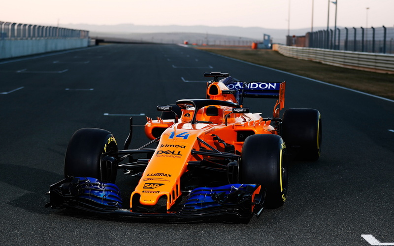 2018, racecar, focus on foreground, auto racing, 4K, sport, day, outdoors, Mclaren, land vehicle, mode of transportation, wheel, car, k, motor racing track