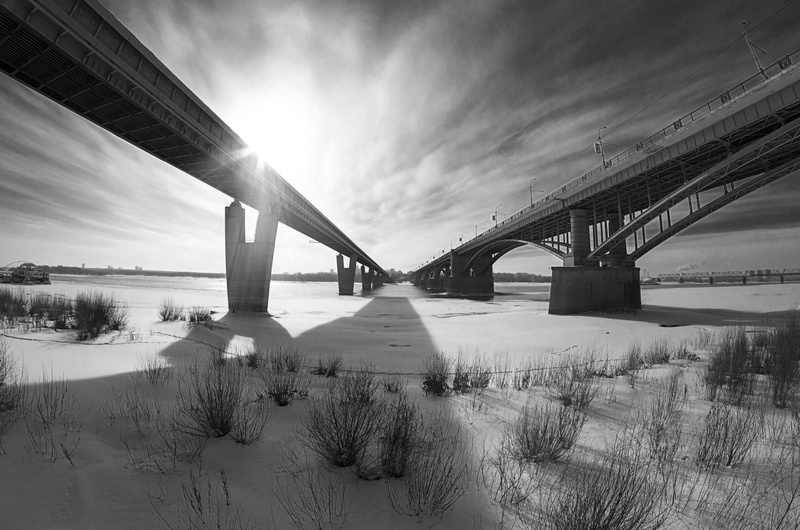 bridge, engineering, water, cloud - sky, snow, municipal, 5K, outdoors, the metro bridge, lens flare, nature, metro bridge, river, transportation, low angle view