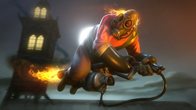 Flamethrower, 1080P, Team Fortress 2, fan art, Pyro