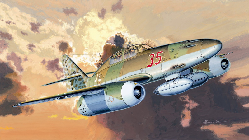 Messerschmitt Me.262, Luftwaffe, military aircraft, World War II, artwork, 2K, aircraft