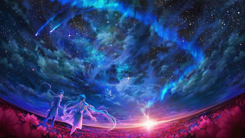 Anime, milky way, no people, architecture, motion, astronomy, Long Hair, music festival, star - space, Original, night, light trail, Sun, long exposure