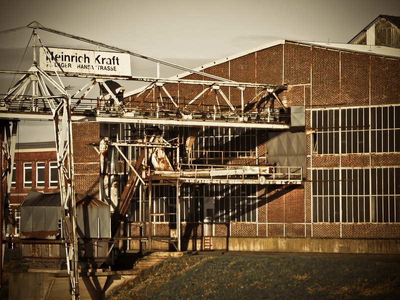 architecture, metal, Port, Warehouse, water, Goods Depot, old, outdoors, Stock, building, neuss, vintage, 4K, house, railing, residential district, sky