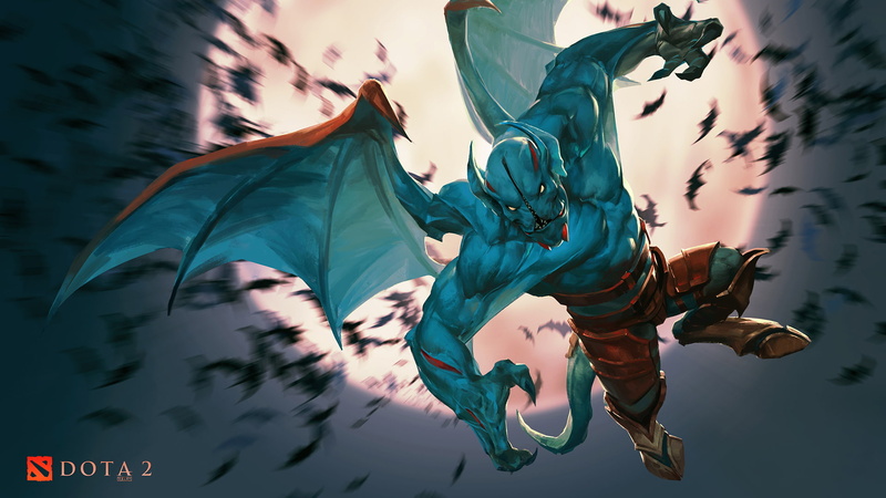 Night Stalker (Dota 2), Moon, Wings, Creature, DotA 2, 1080P, Dota
