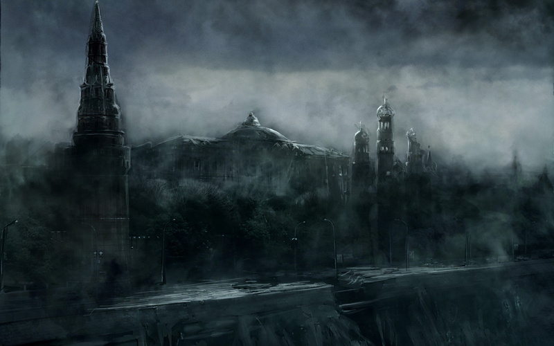 ruins, mist, art, digital, fantasy, 1080P, post, apocalyptic, buildings, architecture