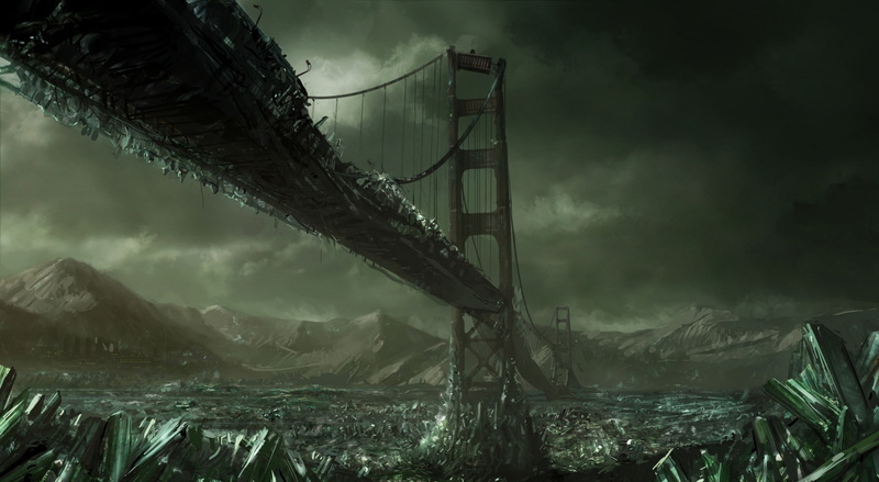 dusk, bridge, suspension, abandoned, Artwork, day, architecture, beauty in nature, wars, built structure, cloud - sky, Other Games, water, no people, Games