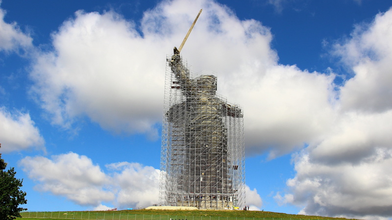 Reconstruction of the monument, Mamaev Kurgan, Mamayev Kurgan, Volgograd, 5K, The Motherland Calls, Scaffolding