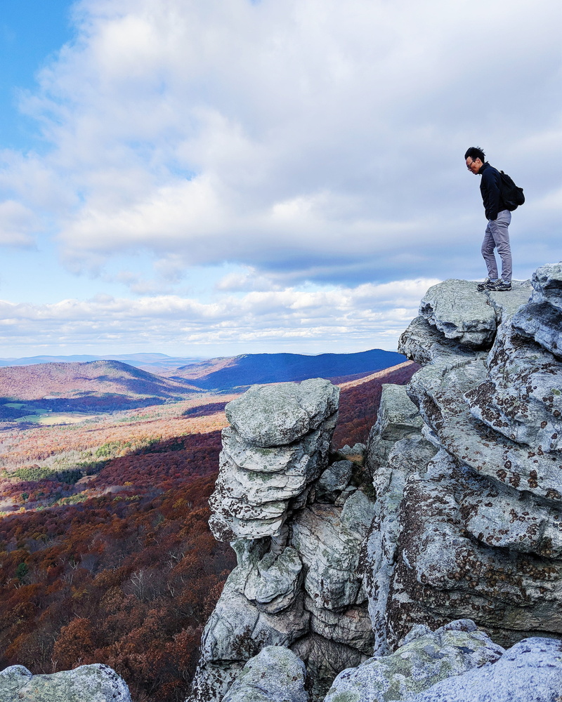 real people, black, leisure activities, scenics - nature, plateau, one person, daytime, man, hiking, leisure activity, fall, sky, cliff, climbing, wardensville