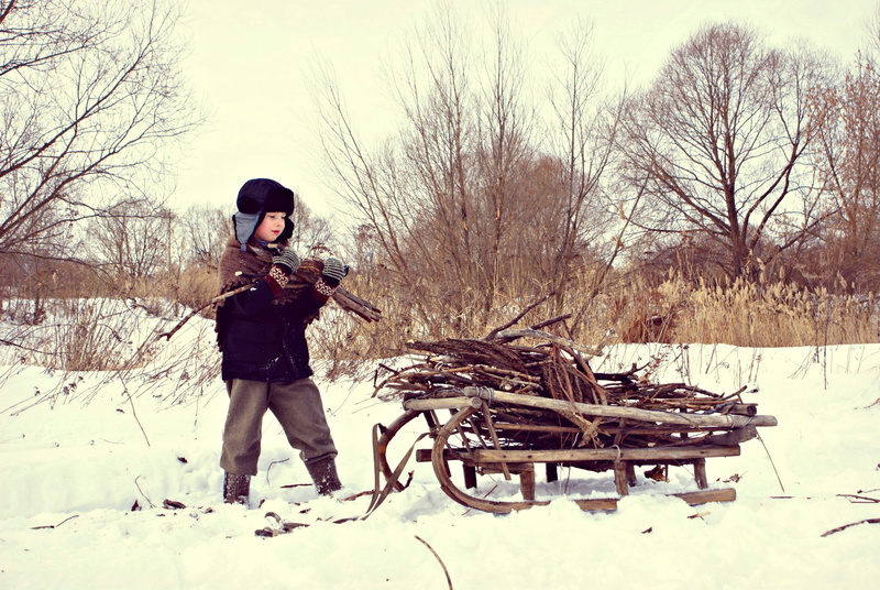 hostilities, the ussr, clothing, wartime, brown, snow, volgograd, lifestyles, nature, front view, land, boy, field, firewood, pilling, day, blockade, leningrad