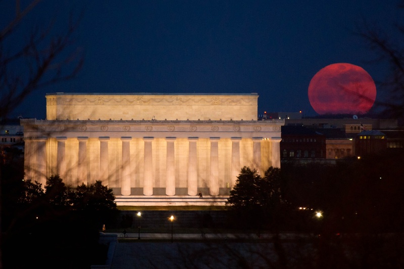 low angle view, night, beautiful, evening, government, sky, urban, clouds, outdoors, red moon, moon, dusk, city, cities, nature, architectural column, history