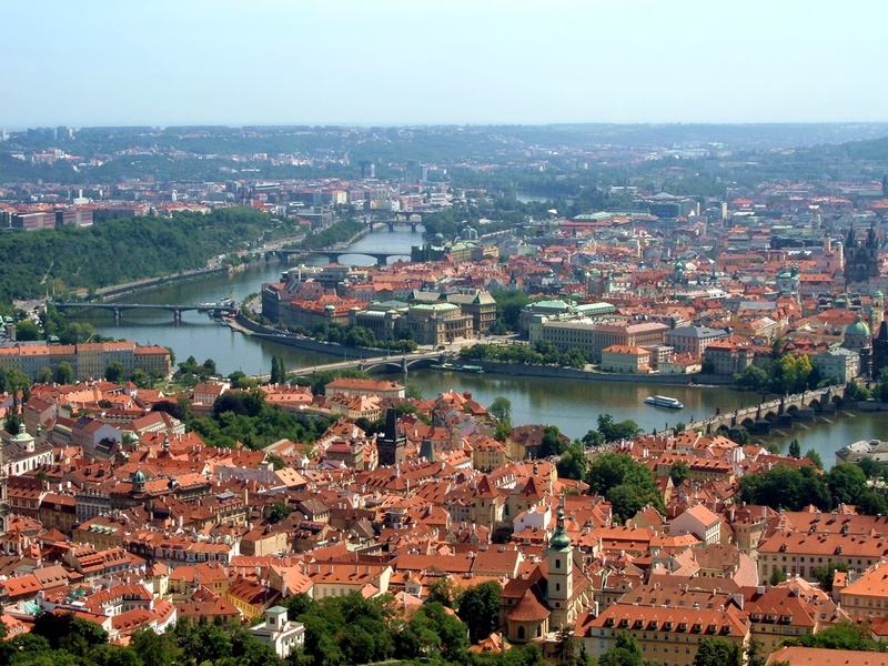 no people, river, residential district, travel, building, bridge - man made structure, connection, city, built structure, landscape, roofings, 1080P, prague