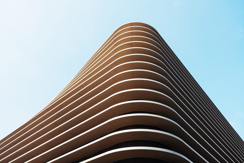 luxury, 5K, architecture, structural, blue, pattern, day, clear sky, building, sky, concrete, structure, minimal, low angle view, time, photography, brown