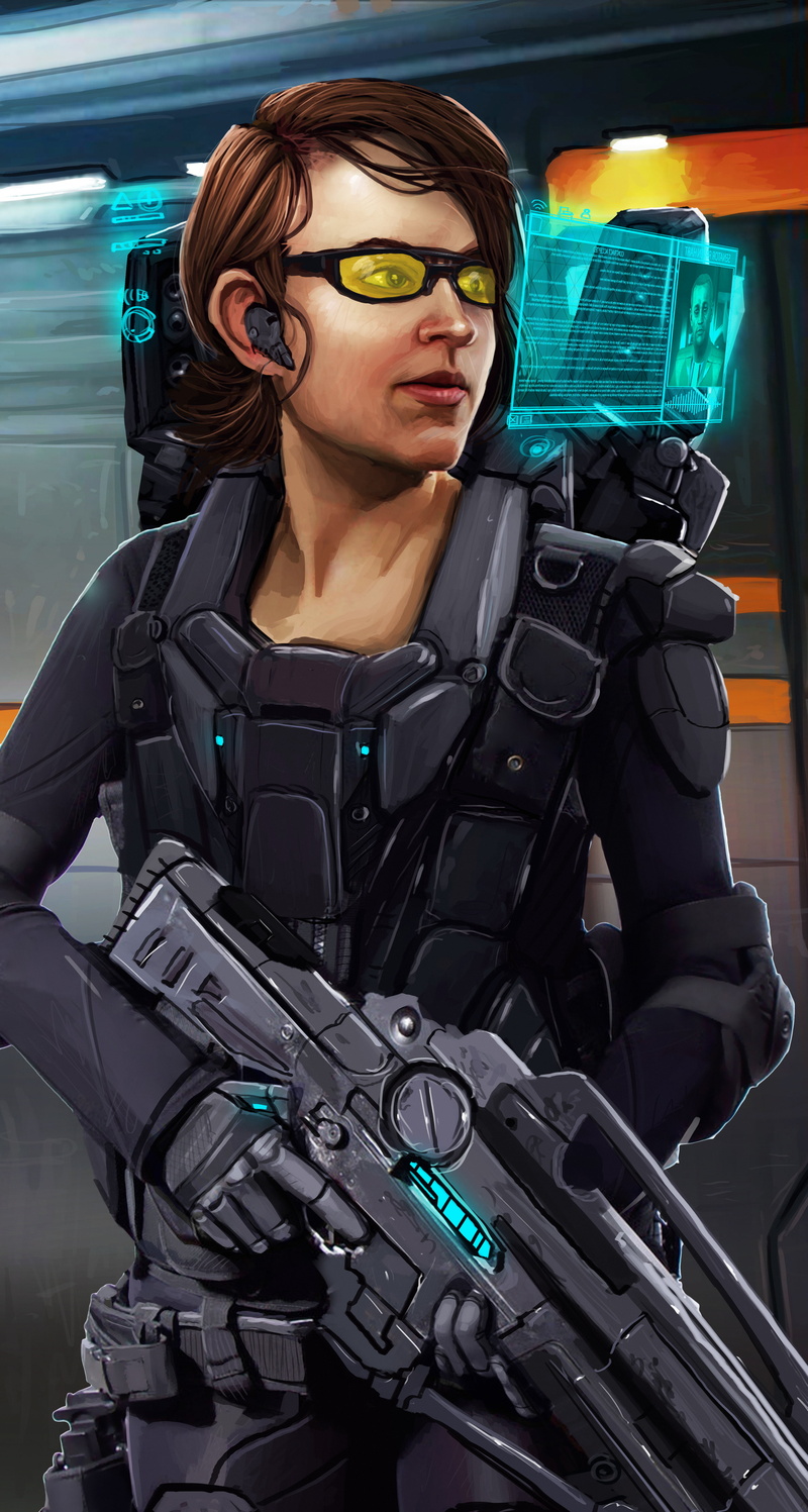 Commander, Kev-Art, hologram, 5K, women, weapon, Elite: Dangerous