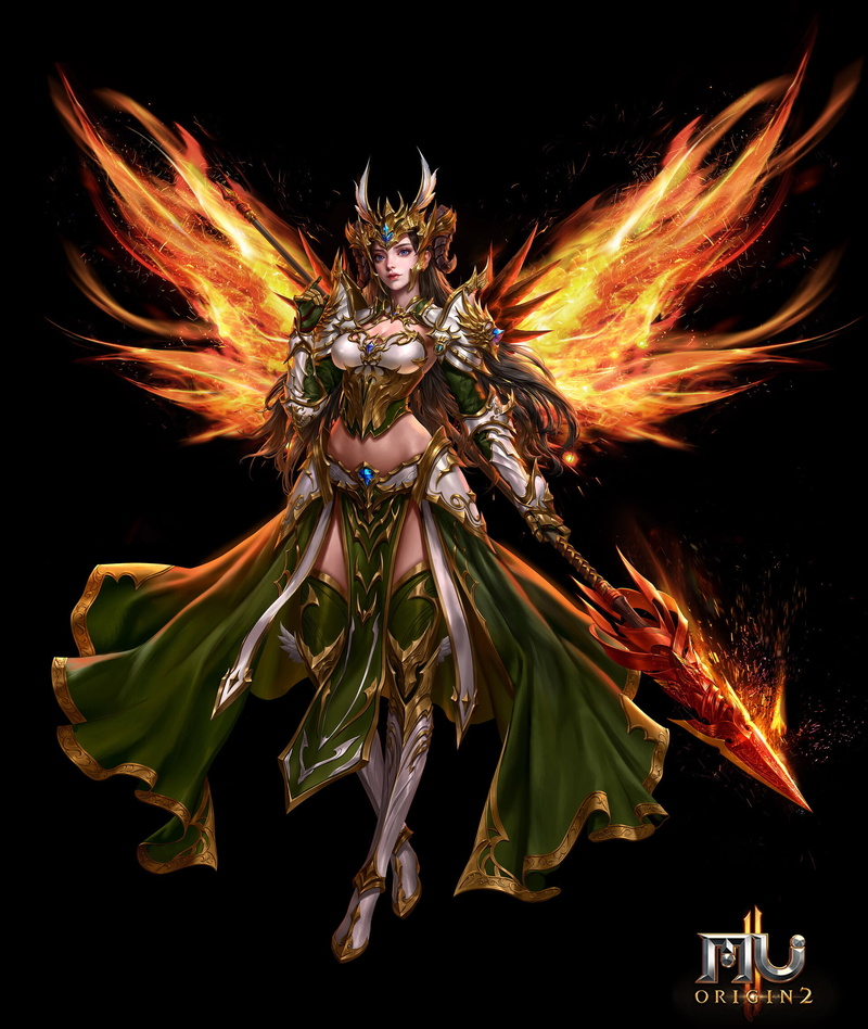 1080P, warrior, women, wings, fire, black background, drawing, armor, simple background, spear, Jungmin Jin, magic