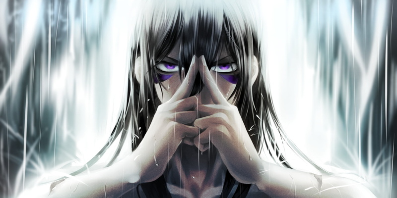 Anime, human body part, females, Rain, depression - sadness, 1080P, emotion, one person, hand, eyeglasses, glass - material, One-Punch Man, Purple Eyes