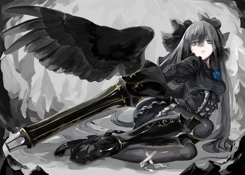Reiuji Utsuho, black hair, black eyes, wings, anime girls, 720P, Touhou, anime