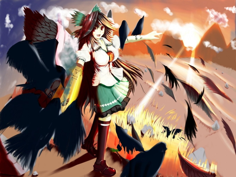 720P, Anime, Utsuho Reiuji, Touhou