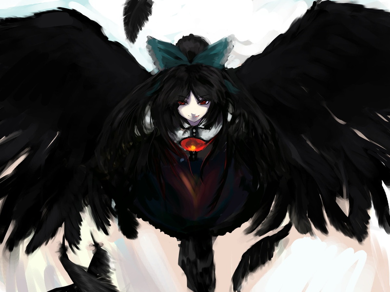 wings, sinzan, touhou, 1080P, utsuho, reiuji, feathers