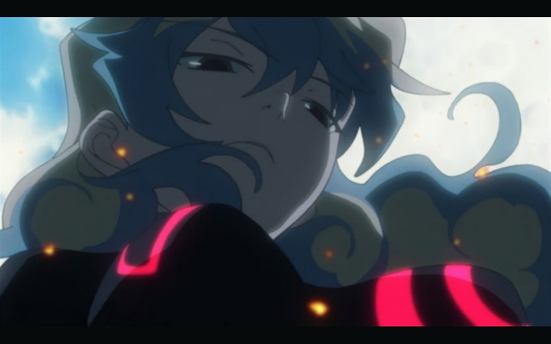 Tengen Toppa Gurren Lagann, close-up, transfer print, emotion, outdoors, representation, sky, auto post production filter, creativity, art and craft, no people