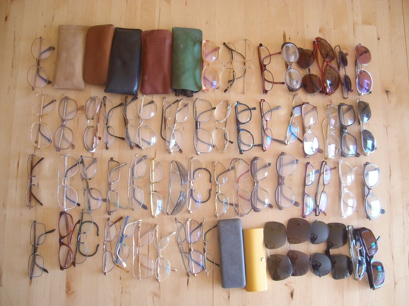 multi colored, shelf, no people, close-up, container, dioptrin, glass, glasses, reading glasses, eye glasses, in a row, see, high angle view, large group of objects