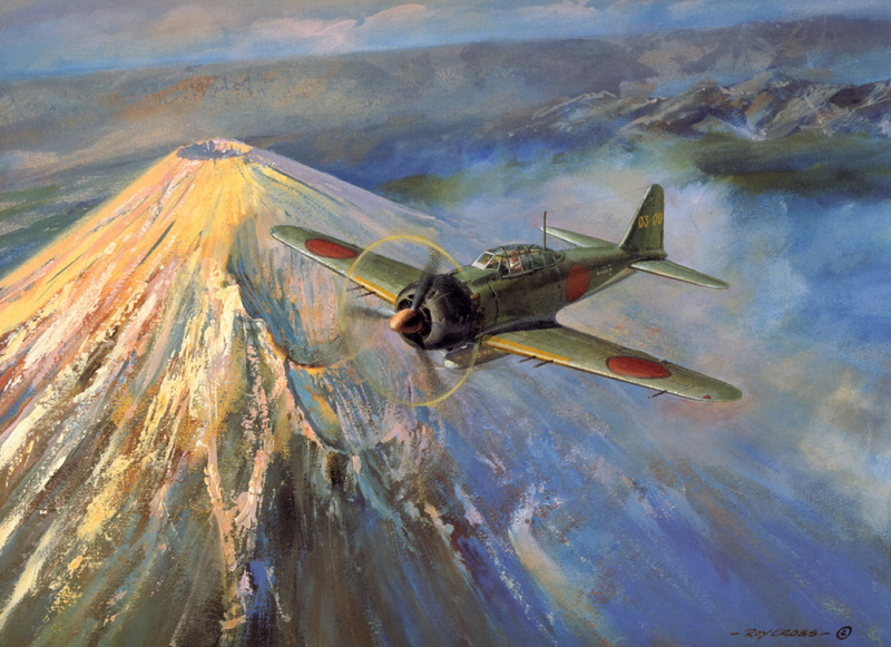 blue, close-up, war, insect, zero, transportation, speed, day, one animal, plane, animal, airplane, outdoors, mountain, mid-air, flying, nature, a6m, painting art