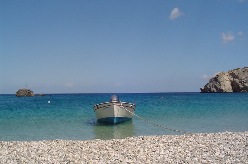 horizon, outdoors, landscape, solid, sky, horizon over water, boat, stones, tranquil scene, pebble beach, pebble, greece, seashore, rock, scenics - nature
