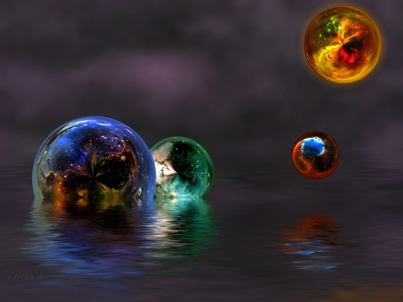 geometric shape, ball, water, close-up, bubble, circle, glass - material, reflection, multi colored, 480P, marbles, selective focus, outdoors, transparent