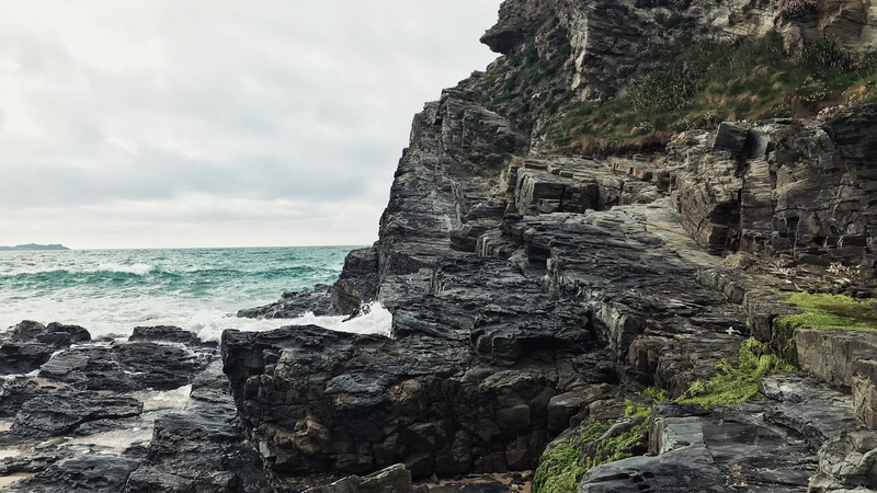 no people, horizon over water, united kingdom, rock formation, day, cave, 4K, tranquil scene, landscape, s w coast path, sea, sky, horizon, solid, cove