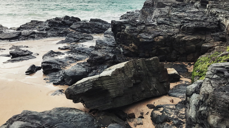 no people, tranquility, day, solid, cornwall, rock formation, shoreline, land, rocky coastline, united kingdom, motion, ocean, 2K, outdoors, s w coast path