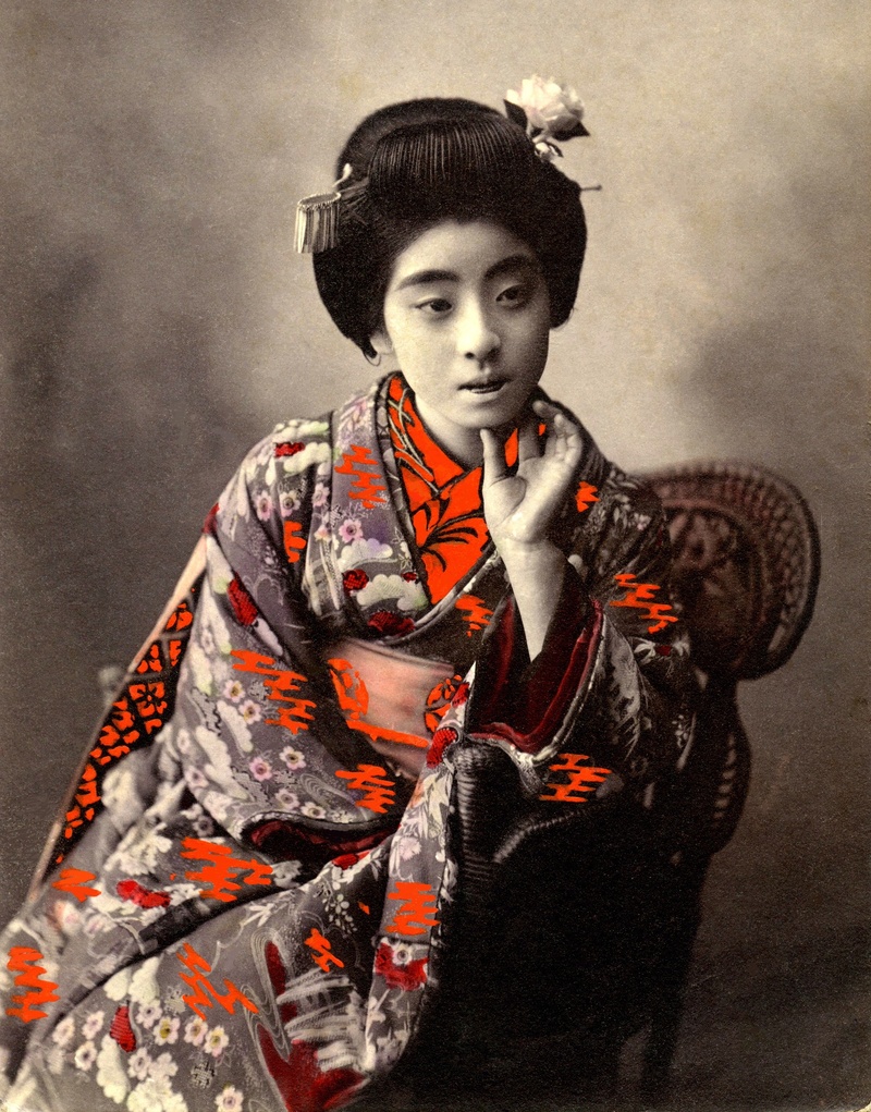 rattan, portrait, brown, one person, beauty, fashion, japanese, women, 2K, indoors, real people, kimono, vintage, young adult, adult, looking at camera