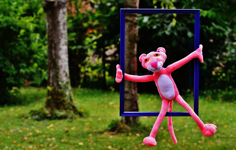 children, animal, tree, exercising, out of the ordinary, toys, outdoors, pink color, stuffed animal, anders, paulchen panthers, hanging, fun, plush, cute
