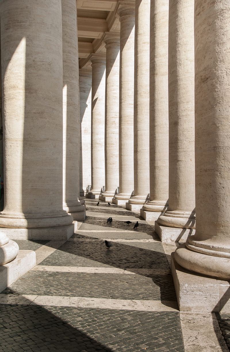 architectural column, arcade, the past, no people, architectural feature, Vatican, colonnade, 4K, corridor, repetition, old, classical style, Rome, Columns