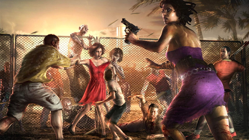 drawing, blood, 1080P, attack, dark, fence, dead, island, zombies