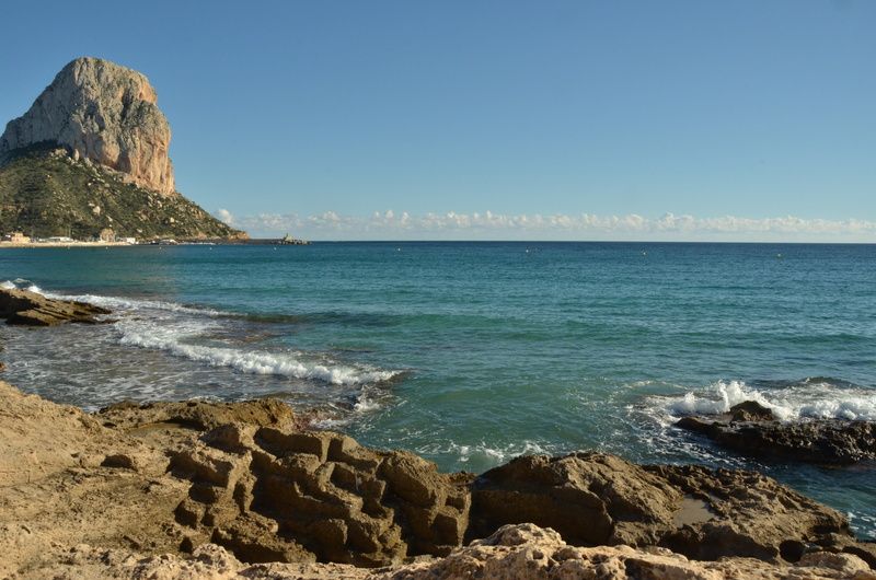 outdoors, rock, landscape, Beach, scenics, solid, sea, Beach, rock - object, 4K, Sea, rocky coastline, mediterranean sea, blue, Calp, horizon over water