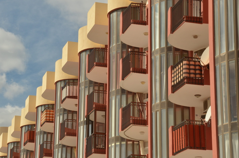 built structure, nature, low angle view, apartment, outdoors, day, sky, window, repetition, architecture, cloud - sky, city, flat, modern, 4K, no people