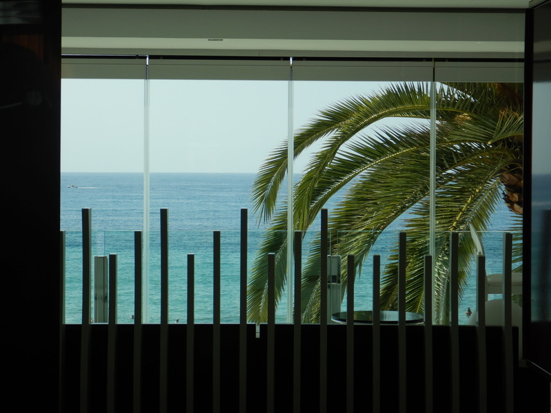 palm leaf, tree, scenics - nature, green color, palm, shadow, architecture, palm tree, sea, no people, plant, beauty in nature, tropical climate, vacation