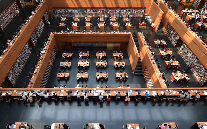 table, China, 1080P, study, National library, people, Beijing