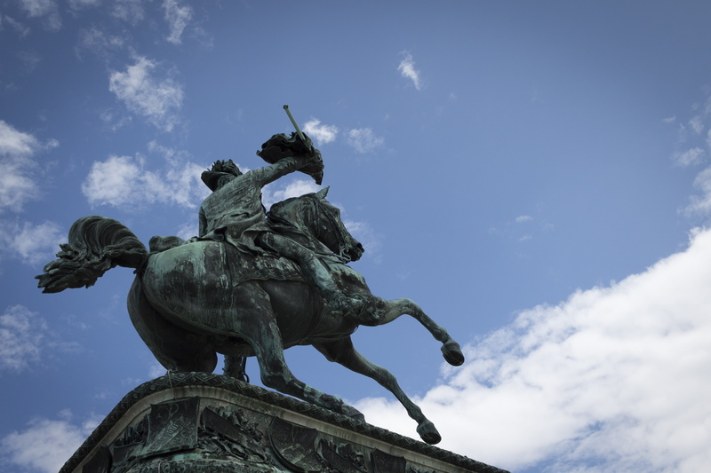 creativity, hofburg imperial palace, day, blue, horse, places of interest, architecture, cloud - sky, no people, monument, sculpture, clouds, austria, art and craft