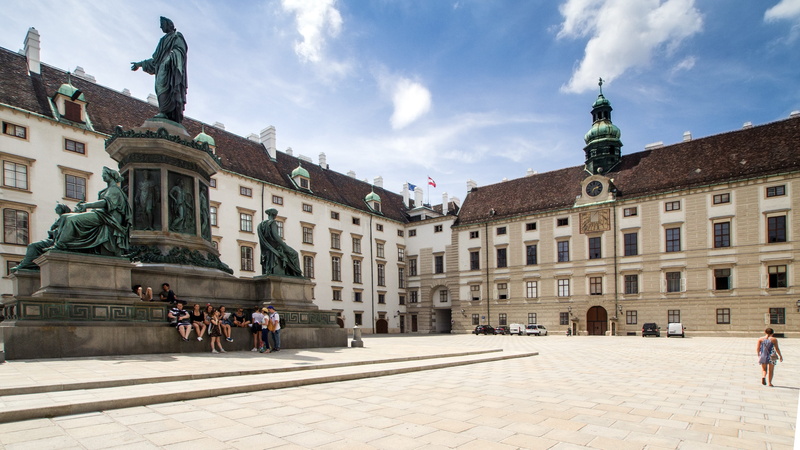 statue, outdoors, vienna, building exterior, history, built structure, travel destinations, places of interest, heroes, street, day, imperial, palace, hofburg