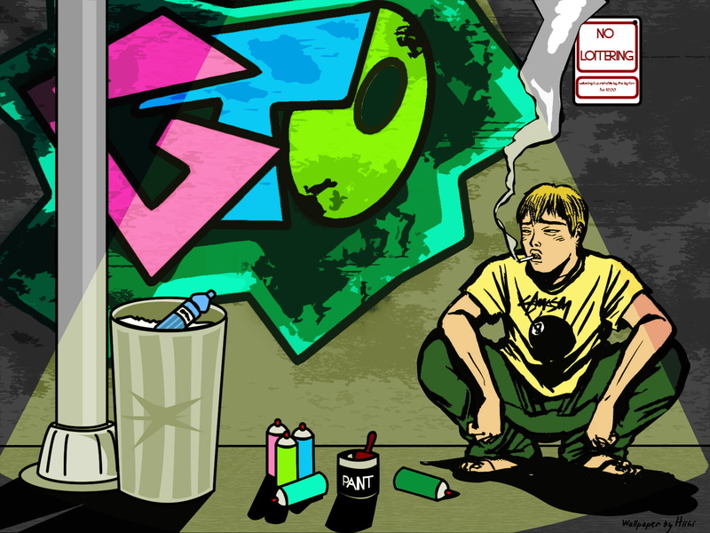 graffiti, 720P, smoking, yellow, shirt, man, illustration, artistic, hd