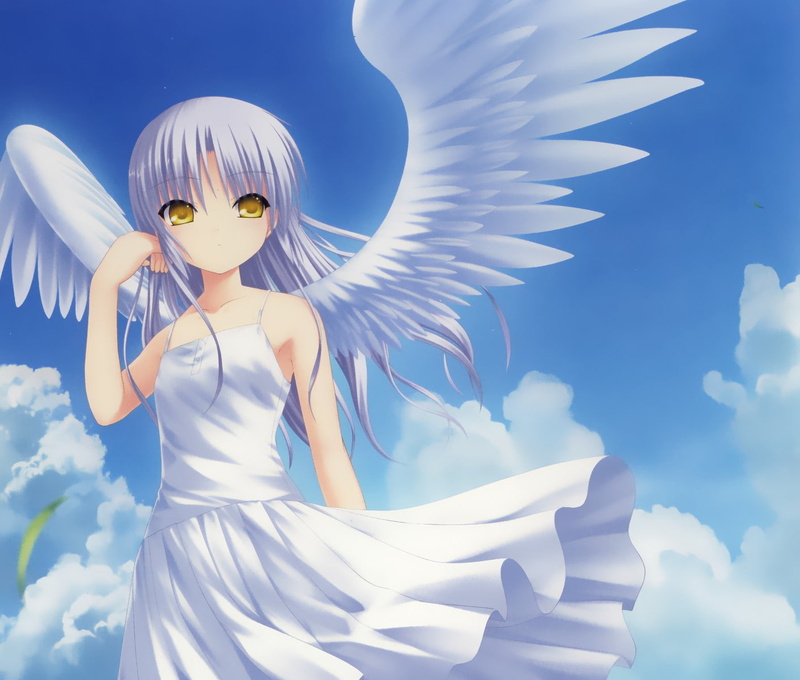 young women, one person, blue, day, orange eyes, Angel Beats!, sunlight, women, innocence, beauty in nature, front view, nature, cloud - sky, young adult